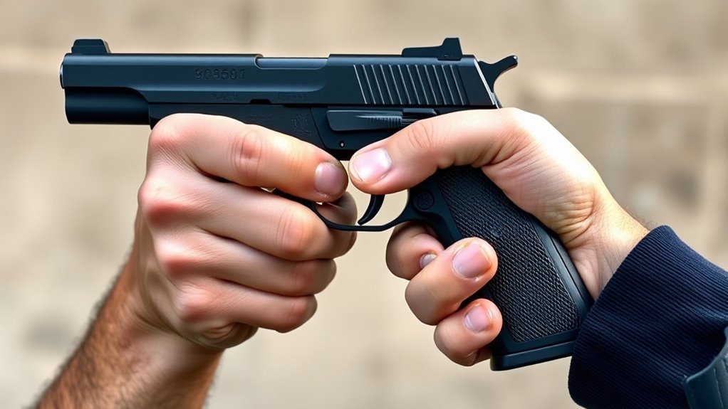 two handed pistol grip