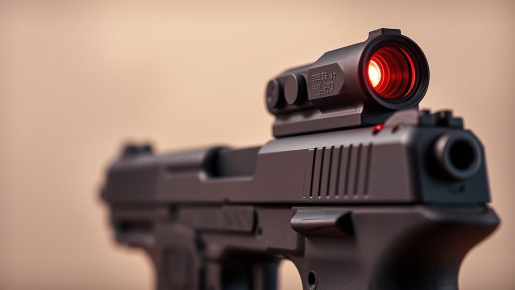 pistol aiming with red dot