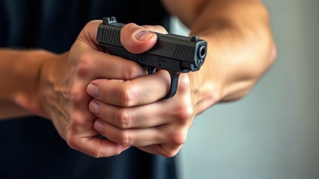 proper two handed pistol grip