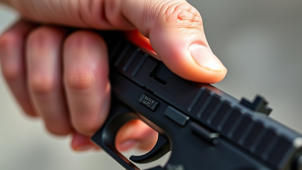 thumb safety blocks firing mechanism